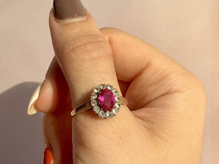 Red Spinel Halo Ring 3