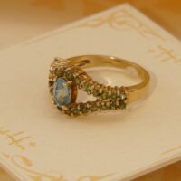 Vintage Blue Topaz & Green Sapphire Evil Eye Yellow Gold Ring 4