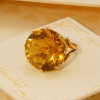 Vintage Golden Yellow Citrine Cocktail Ring 9K Yellow Gold 1970s 3