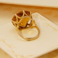 Vintage Golden Yellow Citrine Cocktail Ring 9K Yellow Gold 1970s 4