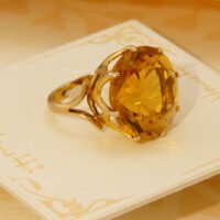 Vintage Golden Yellow Citrine Cocktail Ring 9K Yellow Gold 1970s 5