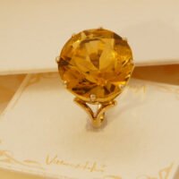 Vintage Golden Yellow Citrine Cocktail Ring 9K Yellow Gold 1970s 6