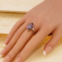 Vintage Mystic Topaz Marquis Cut Solid Silver Ring Rainbow 2