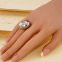 Vintage Nautilus Shell Mother of Pearl Sterling Silver Ring 2