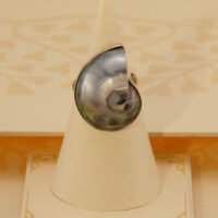 Vintage Nautilus Shell Mother of Pearl Sterling Silver Ring 3