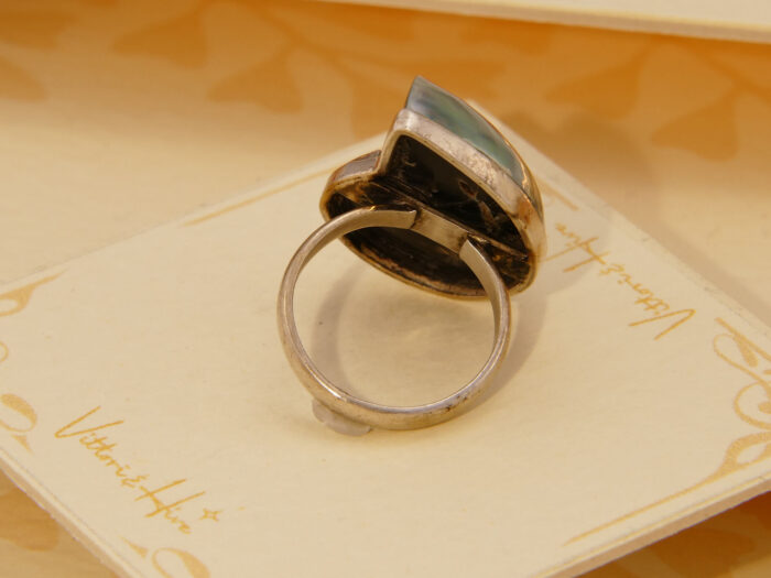 Vintage Nautilus Shell Mother of Pearl Sterling Silver Ring 6