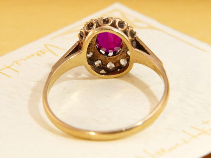 Vintage Ruby Red Clear Spinel Halo Ring Gold 1965 3
