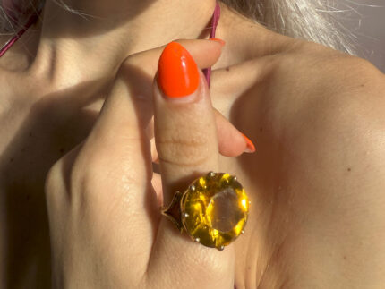 Yellow citrine gold cocktail ring 2