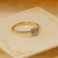 Art Deco Diamond Cluster Flower Ring 18K Yellow Gold Size 7.5 P 56 4