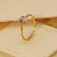 Art Deco Diamond Cluster Flower Ring 18K Yellow Gold Size 7.5 P 56 6