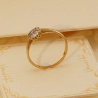 Art Deco Diamond Cluster Flower Ring 18K Yellow Gold Size 7.5 P 56 8