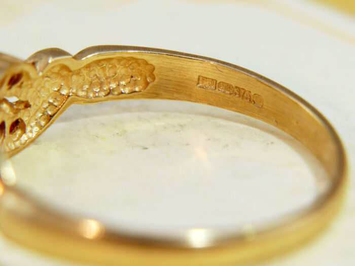 Garnet Spray Cluster Scrolls Band Gold Ring 3