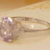 Kunzite Diamond Ring White Gold Large 3.5ct Oval 2