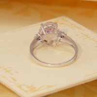 Kunzite Diamond Ring White Gold Large 3.5ct Oval 5
