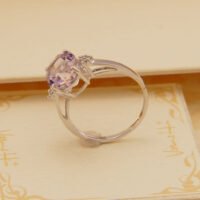 Kunzite Diamond Ring White Gold Large 3.5ct Oval 8