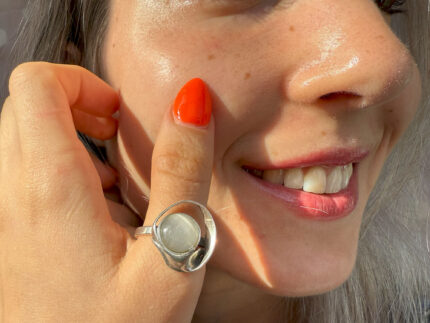 Modernist Silver Moonstone Ring 1