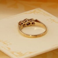 Vintage Diamond Trilogy 3 Stone Yellow Gold Ring 1977 England 5