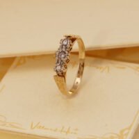 Vintage Diamond Trilogy 3 Stone Yellow Gold Ring 1977 England 6