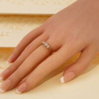 Vintage Diamond Trilogy 3 Stone Yellow Gold Ring 1977 England 9