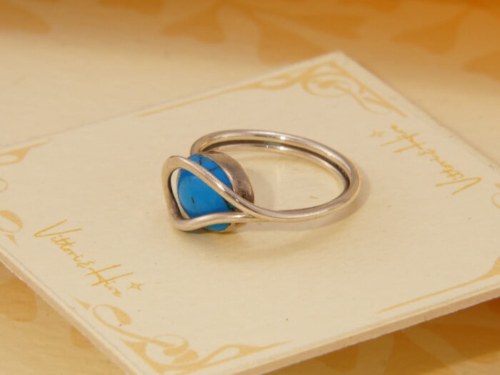 Vintage Modernist Oval Turquoise Mexico Silver Ring 1