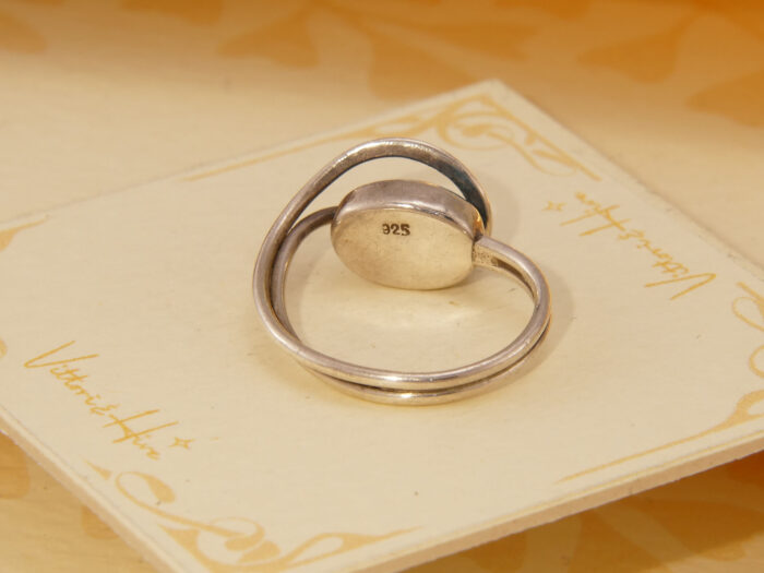 Vintage Modernist Oval Turquoise Mexico Silver Ring 5