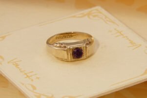 Vintage Ruby Signet Ring in Yellow Gold Plated Silver 1976 1