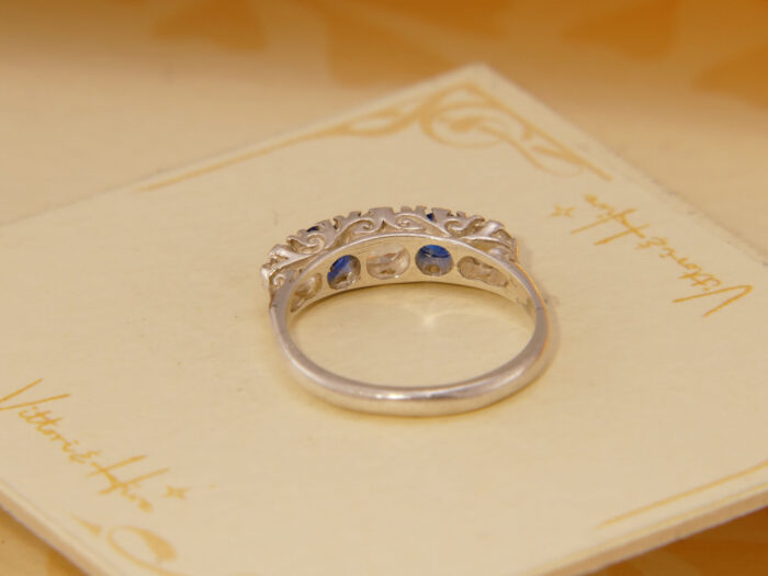 Vintage Vivid Blue Spinel Floral Sterling 5 Stone Silver Ring Hallmarked 1980 7