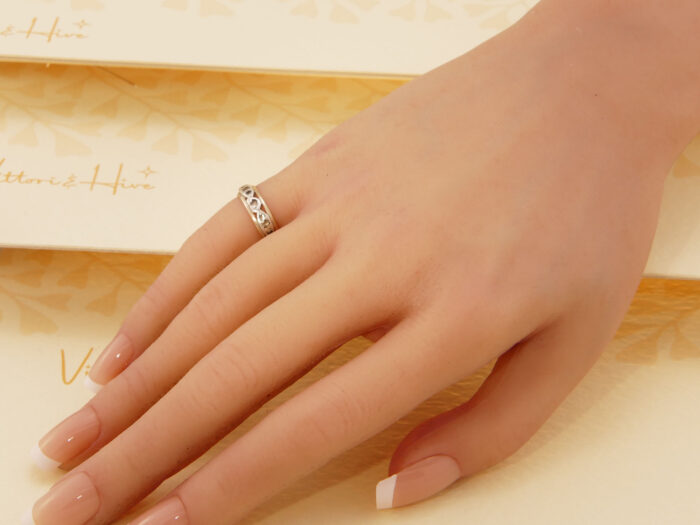 Vintage White Sapphire Full Eternity Band in Yellow Gold & Silver 10