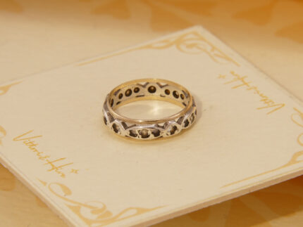 Vintage White Sapphire Full Eternity Band in Yellow Gold & Silver 2