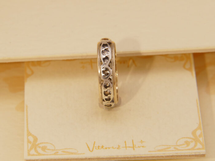 Vintage White Sapphire Full Eternity Band in Yellow Gold & Silver 5