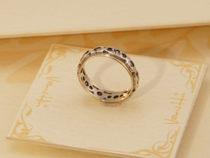 Vintage White Sapphire Full Eternity Band in Yellow Gold & Silver 8