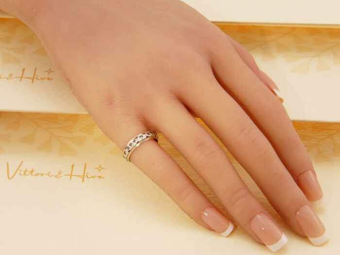 Vintage White Sapphire Full Eternity Band in Yellow Gold & Silver 9