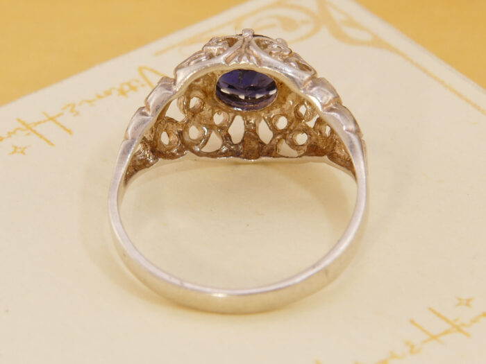 Natural Blue Sapphire Floral Vine Solid Silver Ring 4