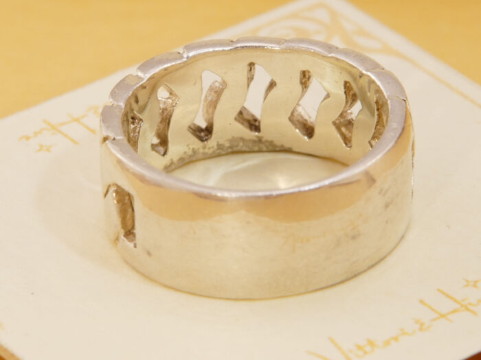 Thick & Heavy 10mm Chain Link Band Ring in Solid Silver Hallmark 1990s 2