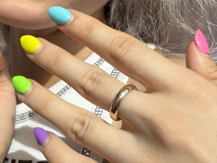 Hammered Gold Plated Silver Band Ring by Carl Forsberg Sweden 1982 1