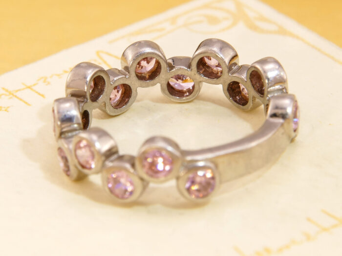 Pink Zirconia Bubble Love Ring in Sterling Silver 3