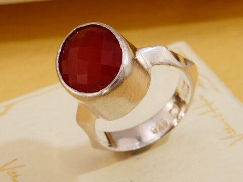 Rose Cut Orange Carnelian Heavy Silver Signet Ring 1970s 5
