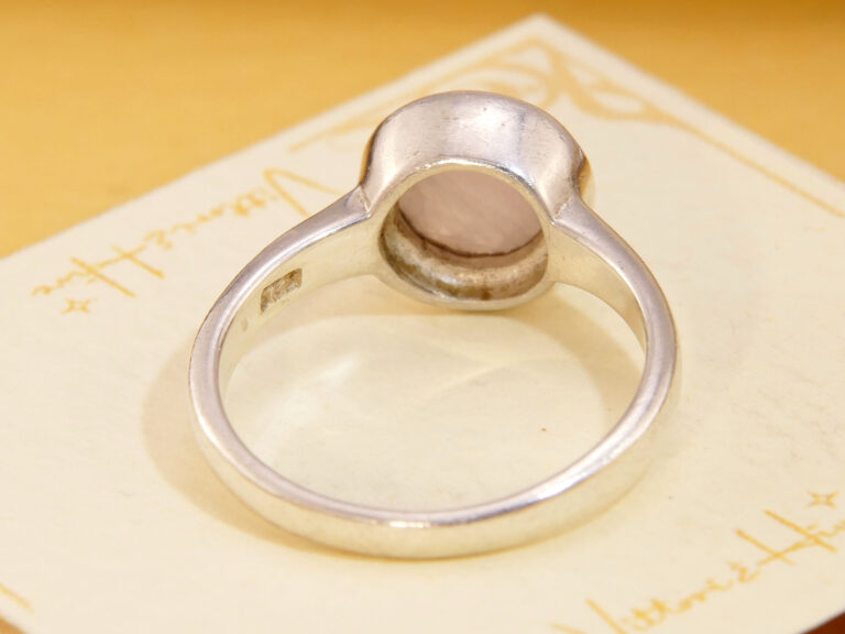 Rose Cut Rose Quartz Solitaire Solid Silver Ring 3