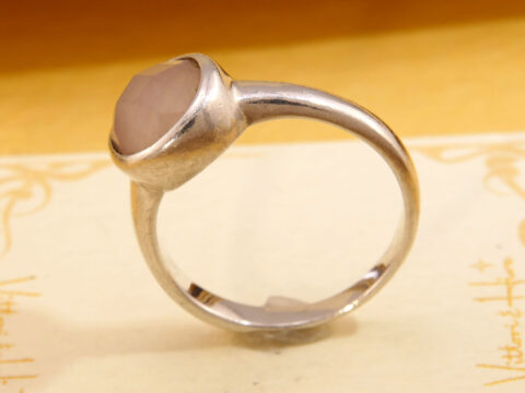 Rose Cut Rose Quartz Solitaire Solid Silver Ring 5