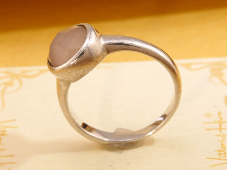 Rose Cut Rose Quartz Solitaire Solid Silver Ring 5