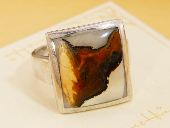 Square Mother of Pearl Shell Panel Silver Ring Hallmarked 2005 3