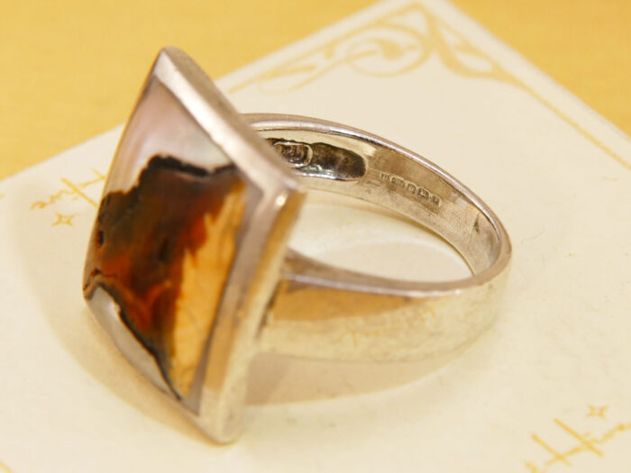 Square Mother of Pearl Shell Panel Silver Ring Hallmarked 2005 4