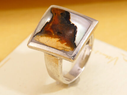 Square Mother of Pearl Shell Panel Silver Ring Hallmarked 2005 5