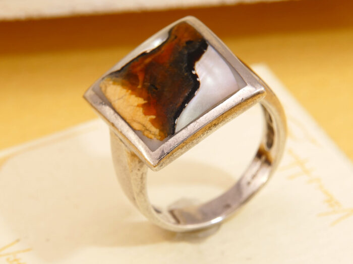 Square Mother of Pearl Shell Panel Silver Ring Hallmarked 2005 6
