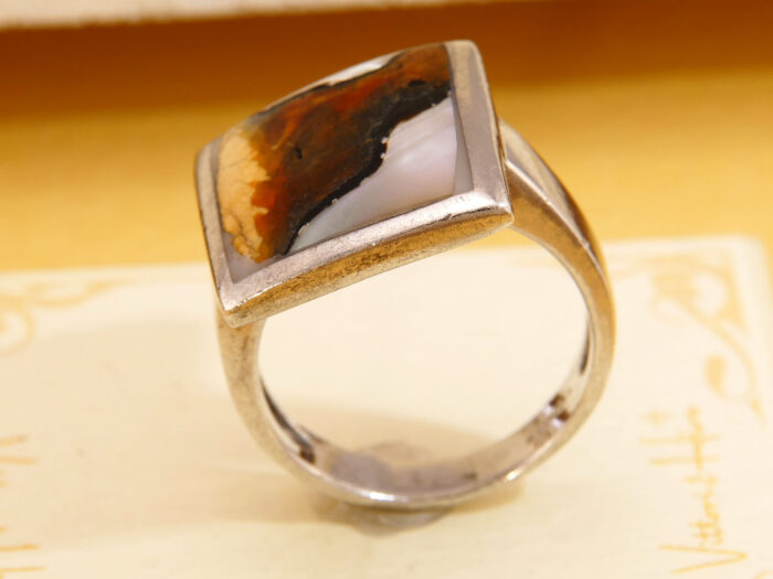 Square Mother of Pearl Shell Panel Silver Ring Hallmarked 2005 7