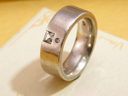 Aquamarine Diamond Thick Silver Band Ring Kit Heath 4