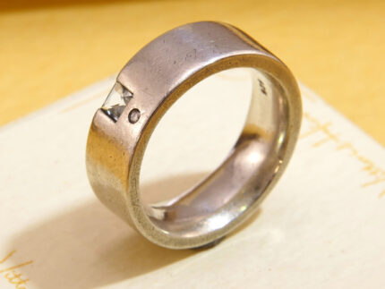 Aquamarine Diamond Thick Silver Band Ring Kit Heath 5