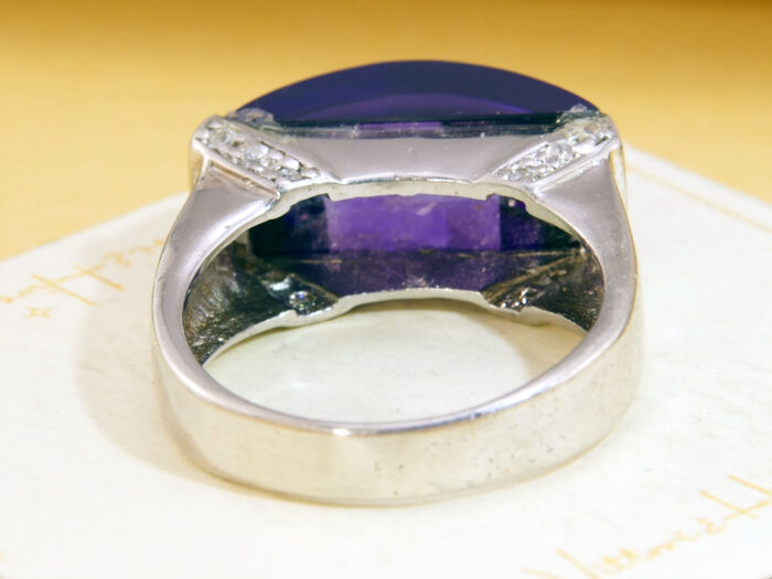 Domed Fancy Amethyst Thick Silver Ring 3