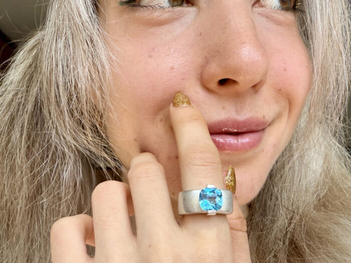 Iryna modernist topaz ring