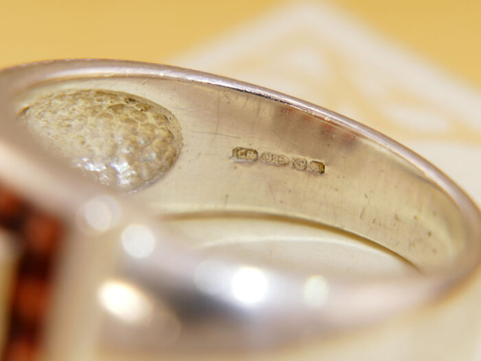 Square Garnet Princess Cut Heavy Silver Ring 3